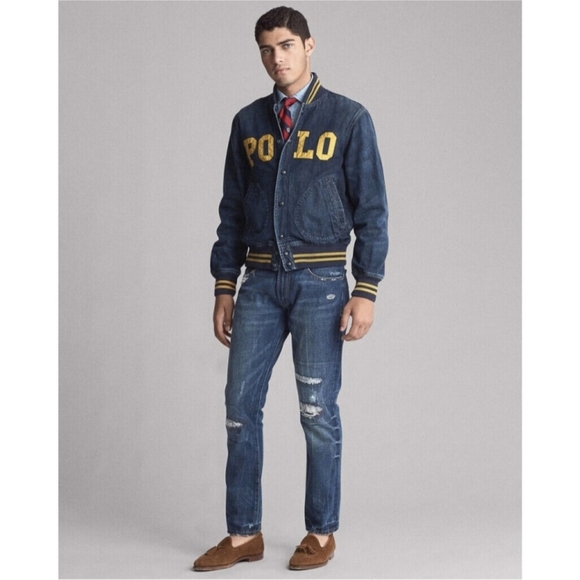 Ralph Lauren Men Denim Baseball Varsity Polo Logo Snap Front Jacket Size XXL - Picture 11 of 11